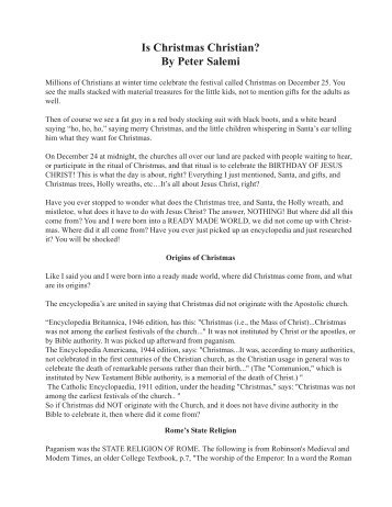 Is Christmas Christian? By Peter Salemi - British-Israel Church of God