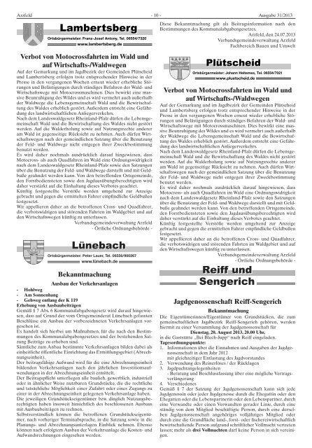 Ausgabe 31 - Verbandsgemeinde Arzfeld