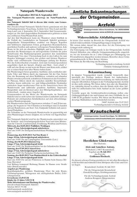 Ausgabe 31 - Verbandsgemeinde Arzfeld