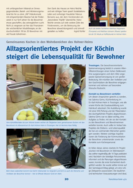 Alltagsorientiertes Projekt der Köchin steigert die Lebensqualität für ...