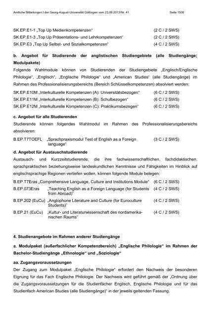 Amtliche Mitteilungen I Ausgabe 41 - Georg-August-Universität ...