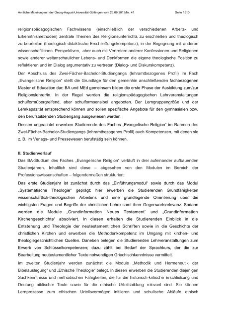 Amtliche Mitteilungen I Ausgabe 41 - Georg-August-Universität ...
