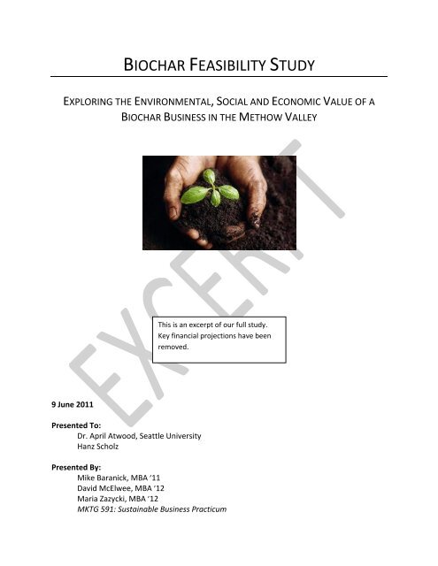 Biochar Feasibility Study: Exploring the Environmental, Social and