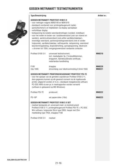 Catalogus Elektrotechniek - Salden Elektro