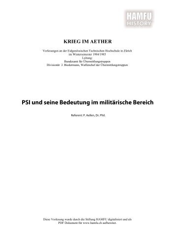 PSI und seine Bedeutung im militärischen Bereich - Stiftung HAMFU