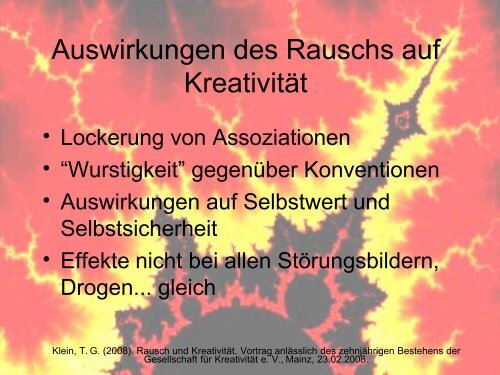 Rausch und Kreativität (Arbeitstitel) - Gesellschaft für Kreativität