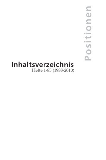 Inhaltsverzeichnis Positionen - positionen. Texte zur aktuellen Musik