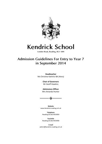 2014 Admissions Process Leaflet.pdf - Kendrick School