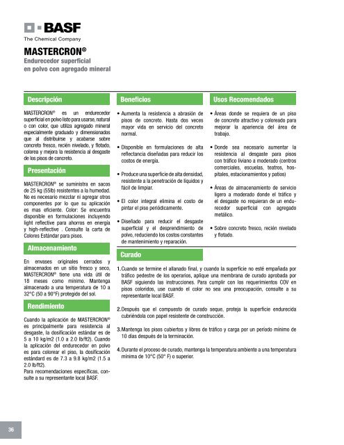 Manual Técnico de Productos - Fabrica MX - Construcción