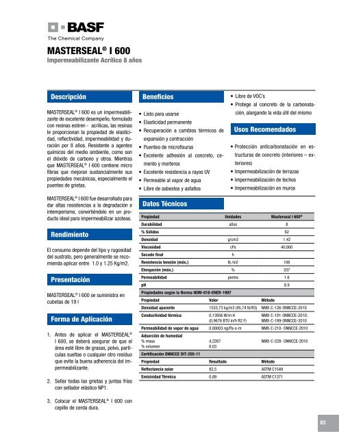 Manual Técnico de Productos - Fabrica MX - Construcción