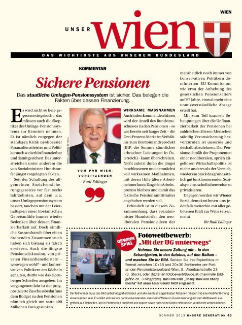 Sichere Pensionen - Wien - Pensionistenverband Österreichs