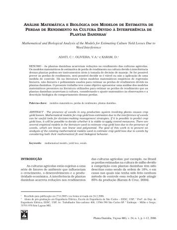 Análise Matemática e Biológica dos Modelos de Estimativa de ...