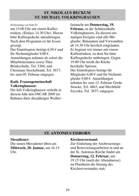 Pastoralbrief 25.01. -  01.02.09 - Kath. Pfarrei St. Blasius zu Balve