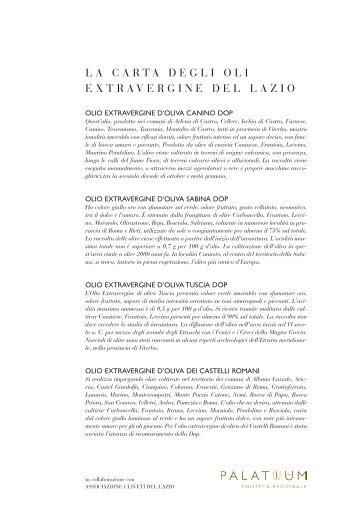 LA CARTA DEGLI OLI EXTRAVERGINE DEL LAZIO - Arsial