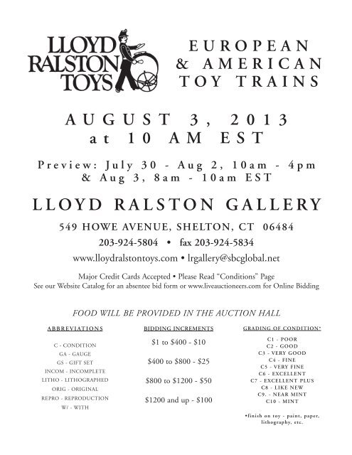 Printable Text List for August Train Auction - Lloyd Ralston Gallery
