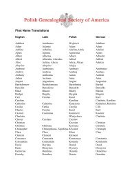 First Name Translations - Polish Genealogical Society of America