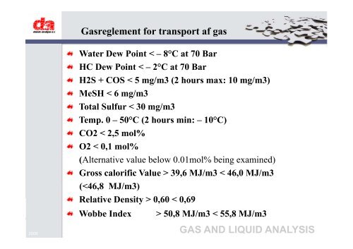 gas and liquid analysis - Dansk Gas Forening