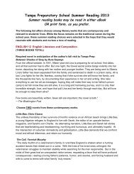 Grade 12 Summer Reading Assignments 2013 - Tampa Preparatory ...