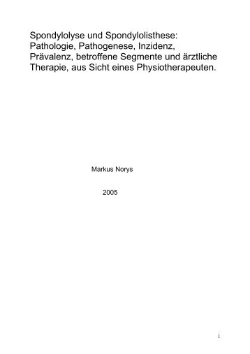 Beschreibung des Krankheitsbildes Spondylolyse, Spondylolisthese ...