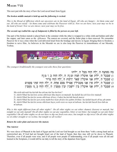 To open the Haggadah in .pdf format, click here - YashaNet