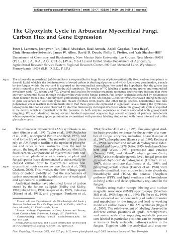 The Glyoxylate Cycle in Arbuscular Mycorrhizal ... - Shachar-Hill Lab