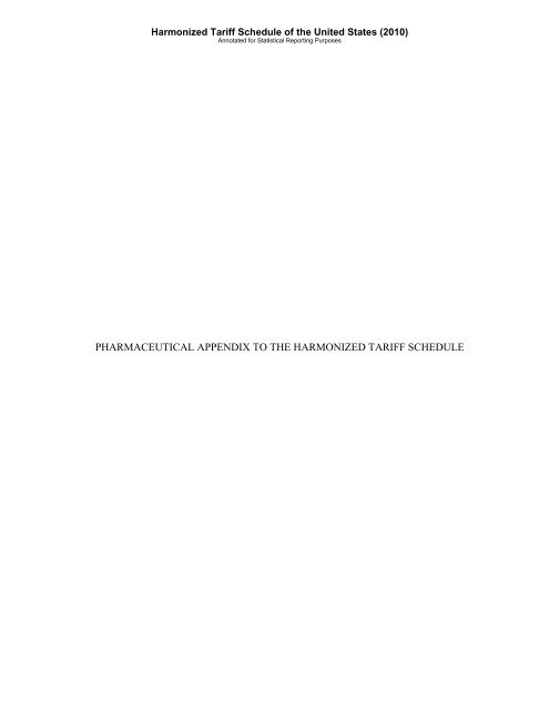 pharmaceutical appendix to the harmonized tariff schedule - USITC