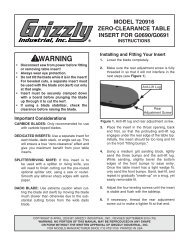 model t20916 zero-clearance table insert for g0690 ... - Grizzly.com