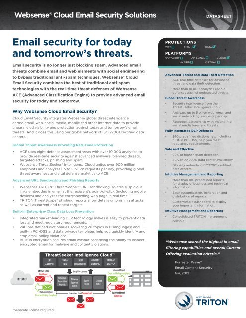 Email security for today and tomorrow's threats. - Websense