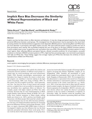 Implicit Race Bias Decreases the Similarity of Neural ...