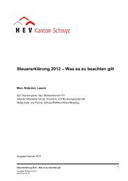 Steuerklärung 2012 - Was es zu beachten gilt - HEV Kanton Schwyz