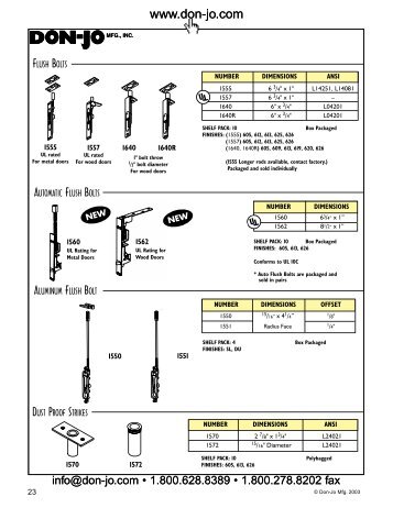 Don-Jo Bolts Latches.pdf - Access Hardware Supply