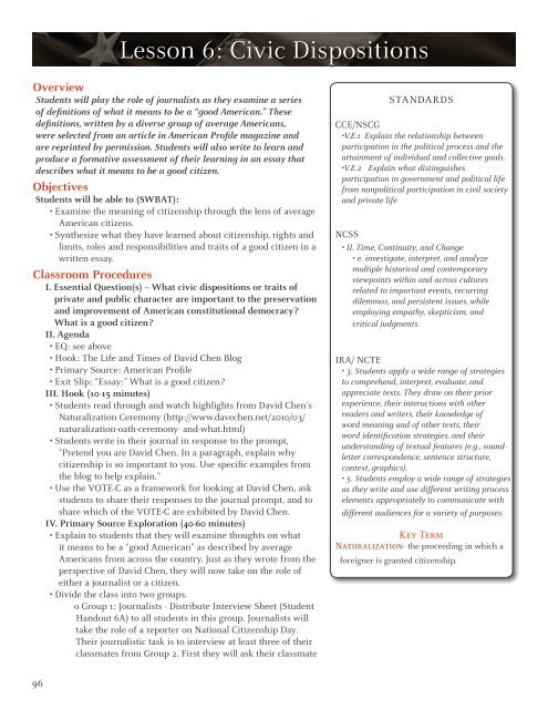 the Unit 1: Civics and Citizenship Lessons (pdf) - The Ronald ...