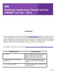 NetScaler Application Firewall and the OWASP Top Ten – 2013