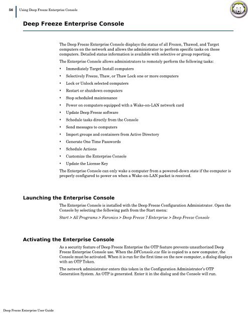 Deep Freeze Enterprise User Guide - Faronics