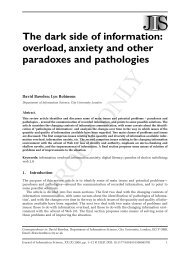 The dark side of information: overload, anxiety and ... - City University