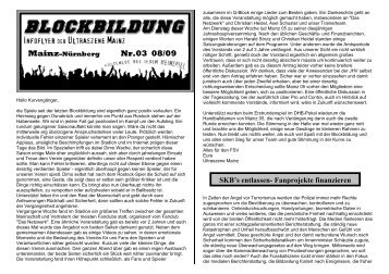 Blockbildung 3 08/09 Nürnberg - Ultraszene Mainz