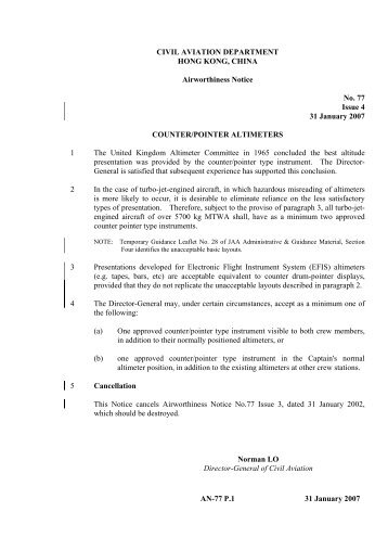 31 January 2007 AN-77 P.1 CIVIL AVIATION DEPARTMENT HONG ...