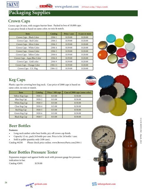 Brewery Catalog - GW Kent