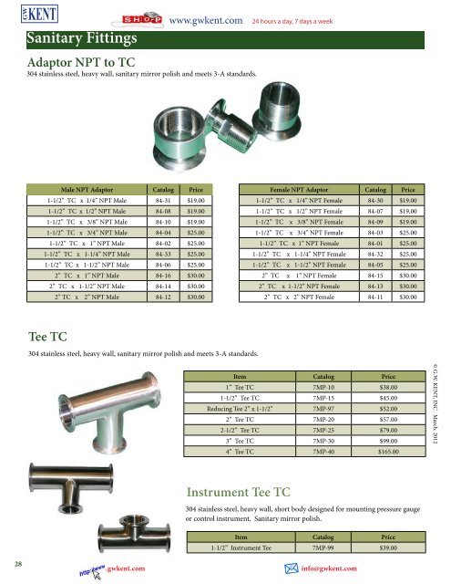 Brewery Catalog - GW Kent