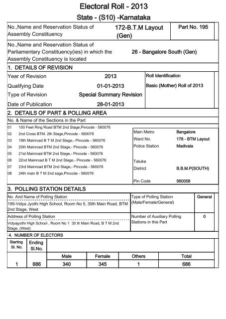 Electoral Roll - 2013 - Office of the Chief Electoral Officer