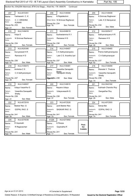 Electoral Roll - 2013 - Office of the Chief Electoral Officer