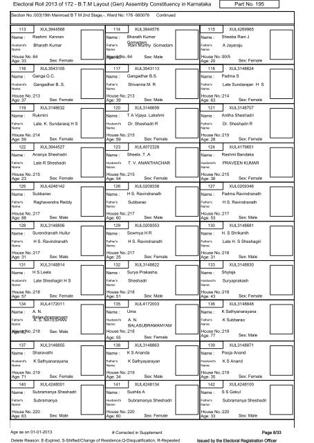 Electoral Roll - 2013 - Office of the Chief Electoral Officer