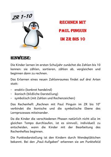 Rechnen mit Paul Pinguin im Zahlenraum bis 10 - Matobe-Verlag