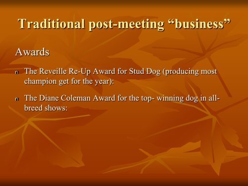 BCOA Annual Meeting Presentation - the Basenji Club of America