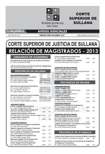 CORTE SUPERIOR DE JUSTICIA DE SULLANA - La República