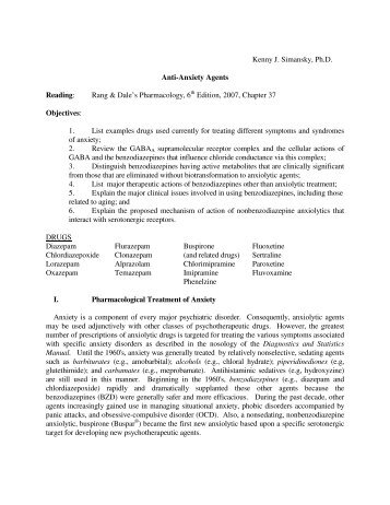 Rang & Dale's Pharmacology, 6 Edition, 2007, Chapter 37 Objectives