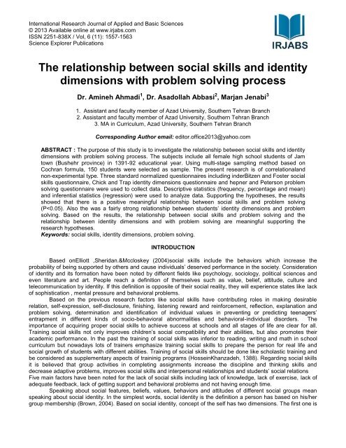 The relationship between social skills and identity ... - irjabs.com