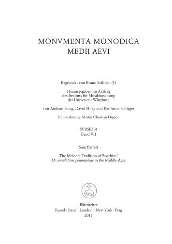 MONVMENTA MONODICA MEDII AEVI - Bärenreiter Verlag