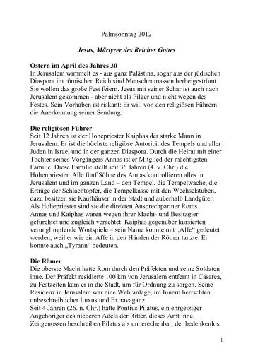 Palmsonntag 2012 Jesus, Märtyrer des Reiches Gottes Ostern im ...