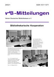 VDB-Mitteilungen 2003/1 - Verein Deutscher Bibliothekare